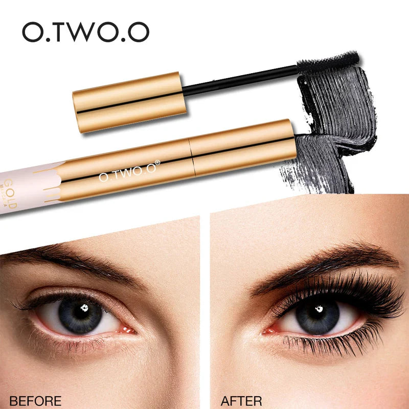 O.TWO.O 3D Mascara Lengthening Black Lash Eyelash Extension Eye Lashes Brush Beauty Makeup Long-wearing Gold Color Mascara - Desertcart.store