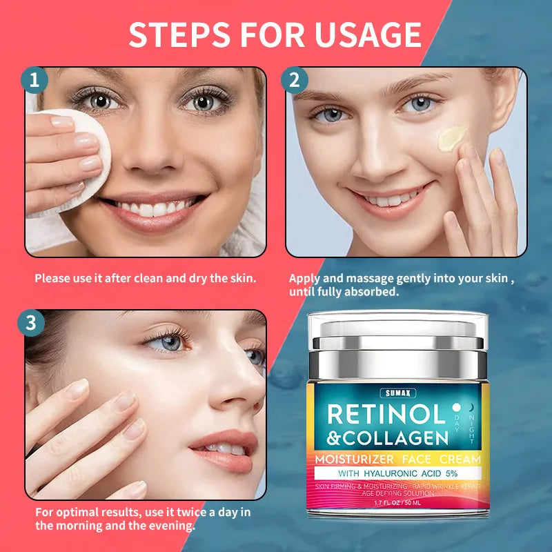 Retinol Anti Aging Face Cream Moisturizing Wrinkle Remover Collagen Hyaluronic Acid Creams Skin Care 50ML - Desertcart.store