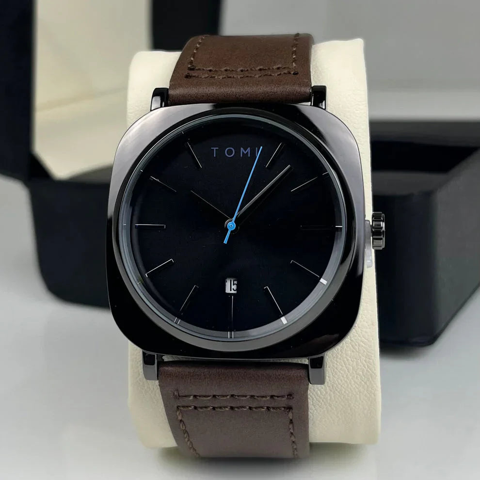 TOMI T-084 Men's Watch Quartz Date Leather Strap - Desertcart.store