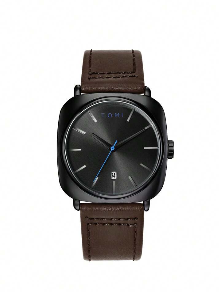 TOMI T-084 Men's Watch Quartz Date Leather Strap - Desertcart.store